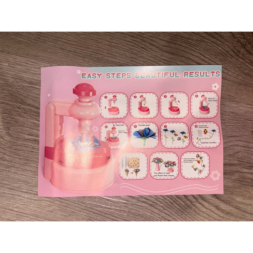 Kids DIY Flower Making Kit Pink Floral Craft Set with‎ Storage Case & Press Tool
